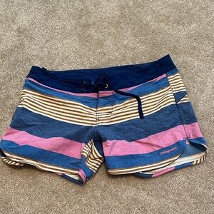 Patagonia Blue and Pink Striped Shorts
